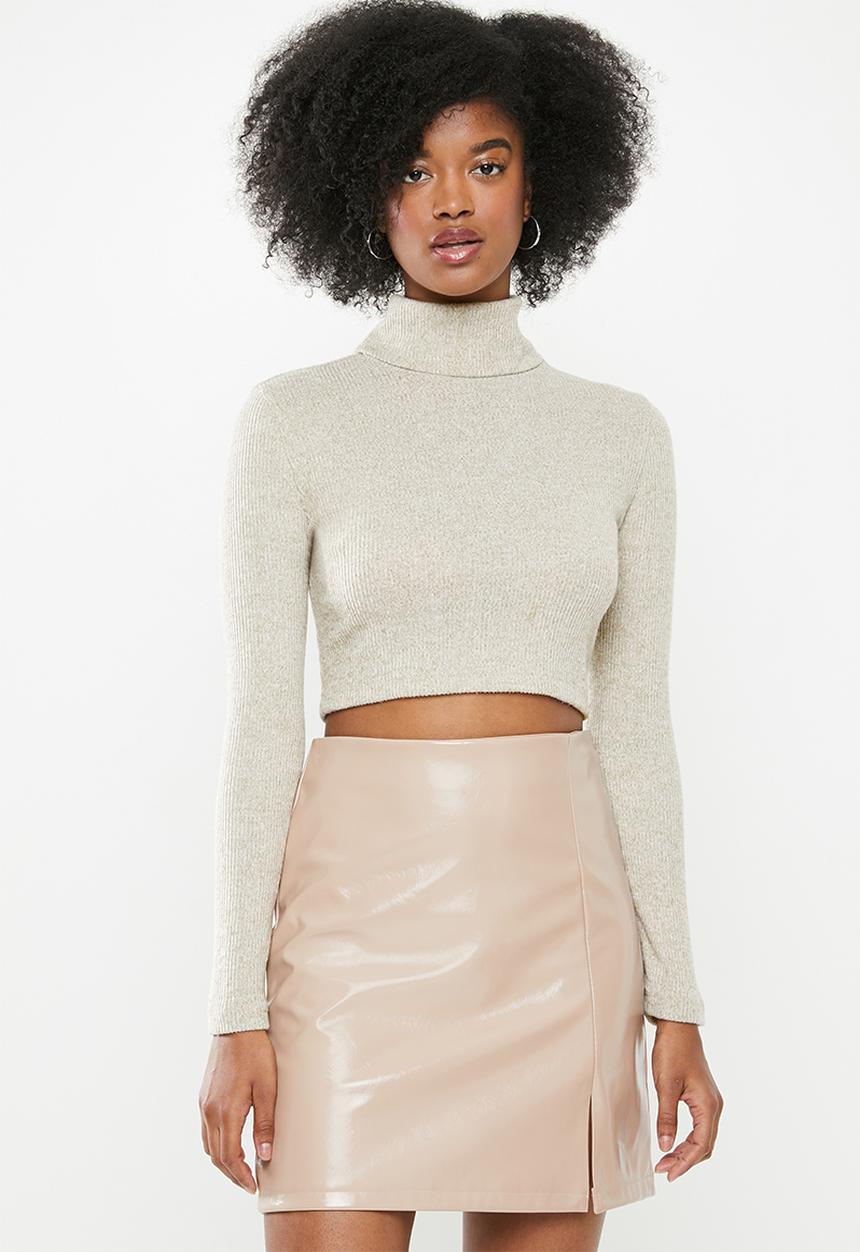 Blake - Knit cropped turtleneck - neutral