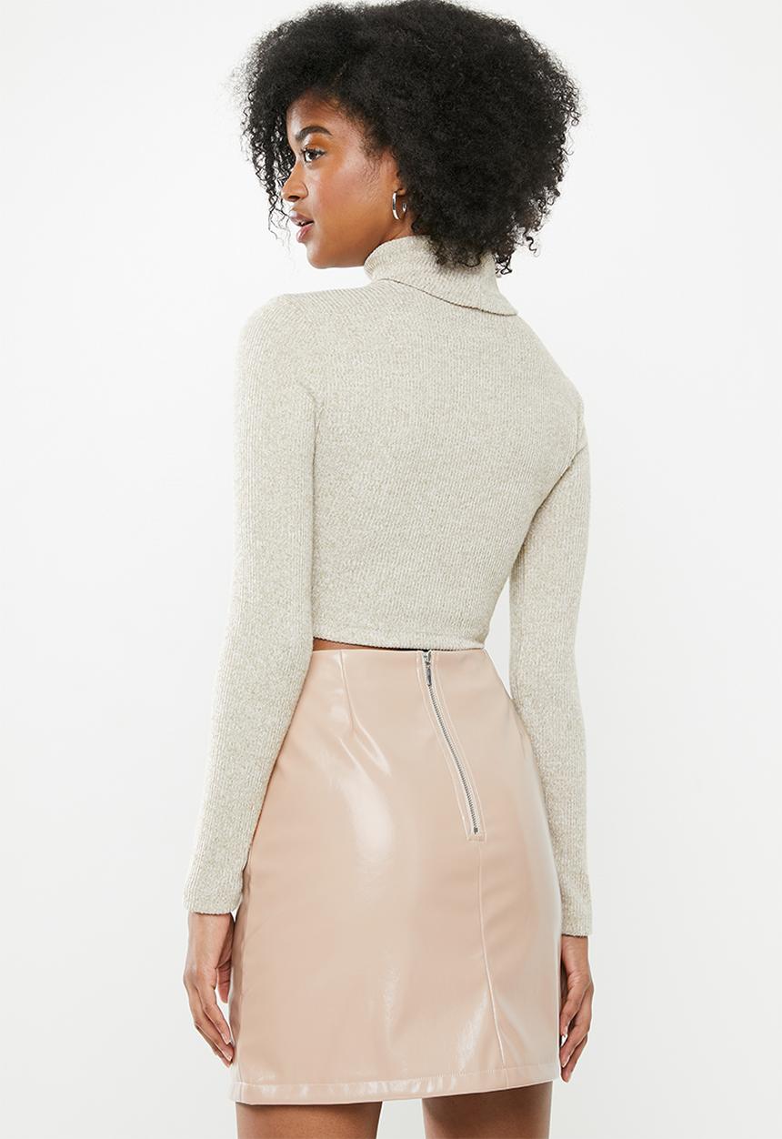 Blake - Knit cropped turtleneck - neutral