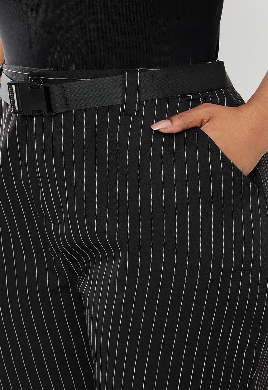 Missguided - Plus size stripe cargo trousers - black