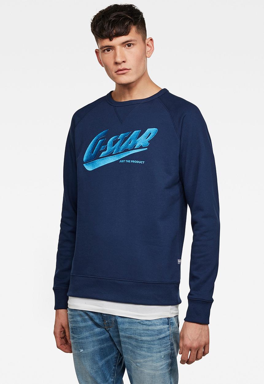 G-STAR - Fast raglan graphic sweater - navy
