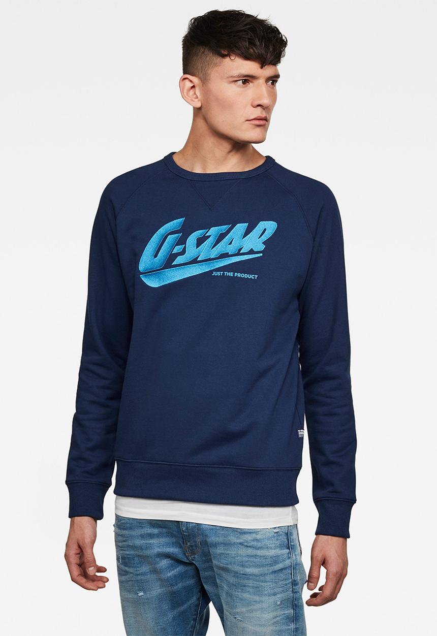 G-STAR - Fast raglan graphic sweater - navy