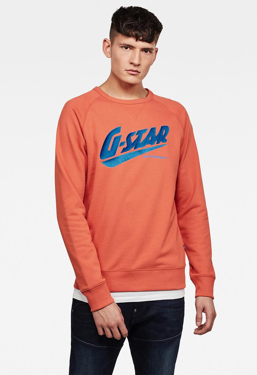 G-STAR - Fast raglan graphic sweater - coral
