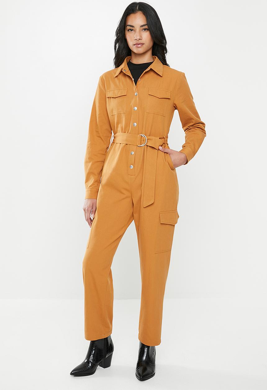Glamorous - Petite ginger military jumpsuit - orange 
