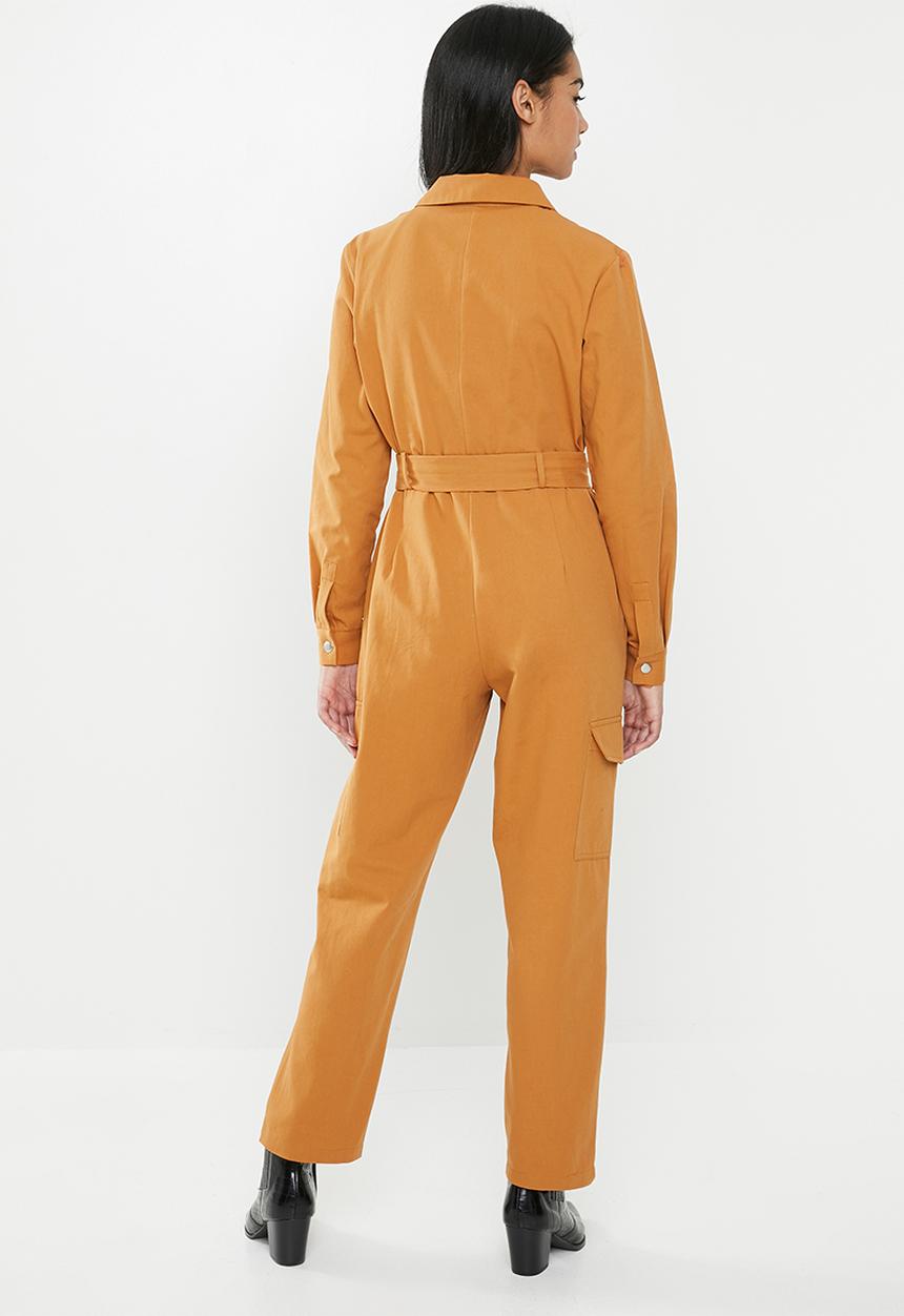 Glamorous - Petite ginger military jumpsuit - orange 