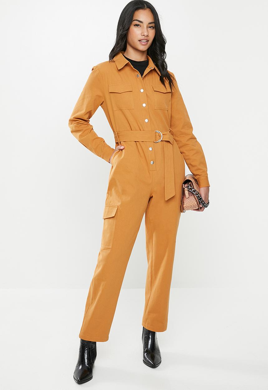 Glamorous - Petite ginger military jumpsuit - orange 