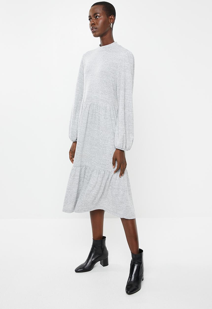 MILLA - Knit tiered midi dress - grey