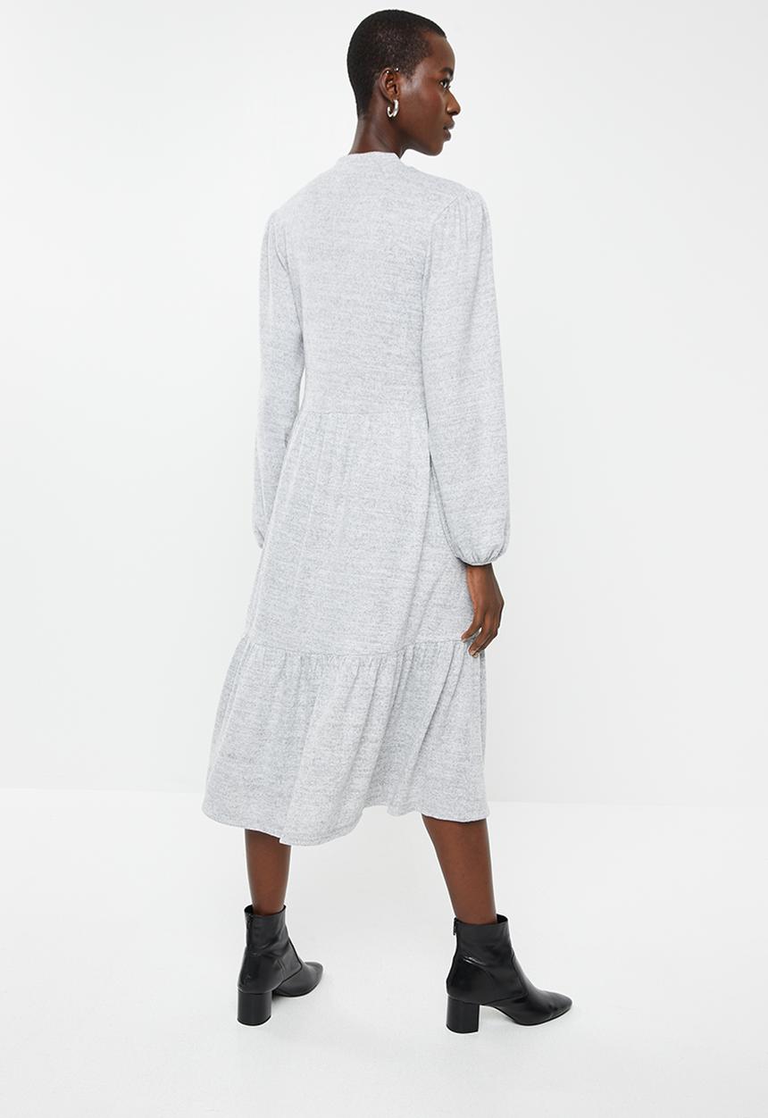 MILLA - Knit tiered midi dress - grey