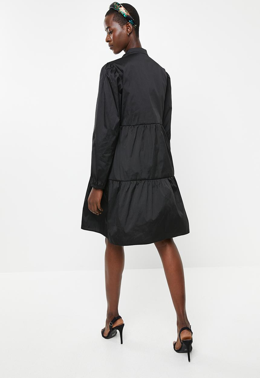 MILLA - Taffeta tiered mini dress - black
