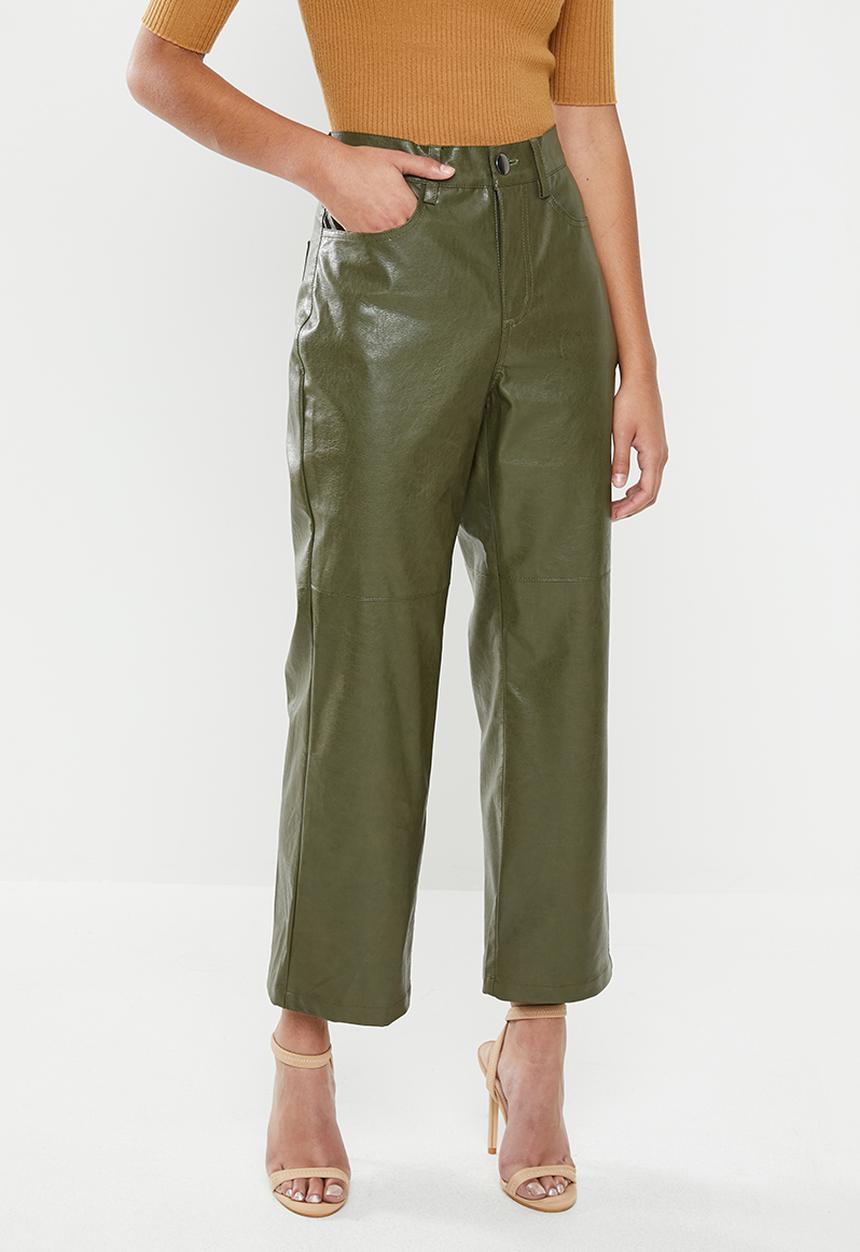 Glamorous - Petite PU crop trouser - khaki