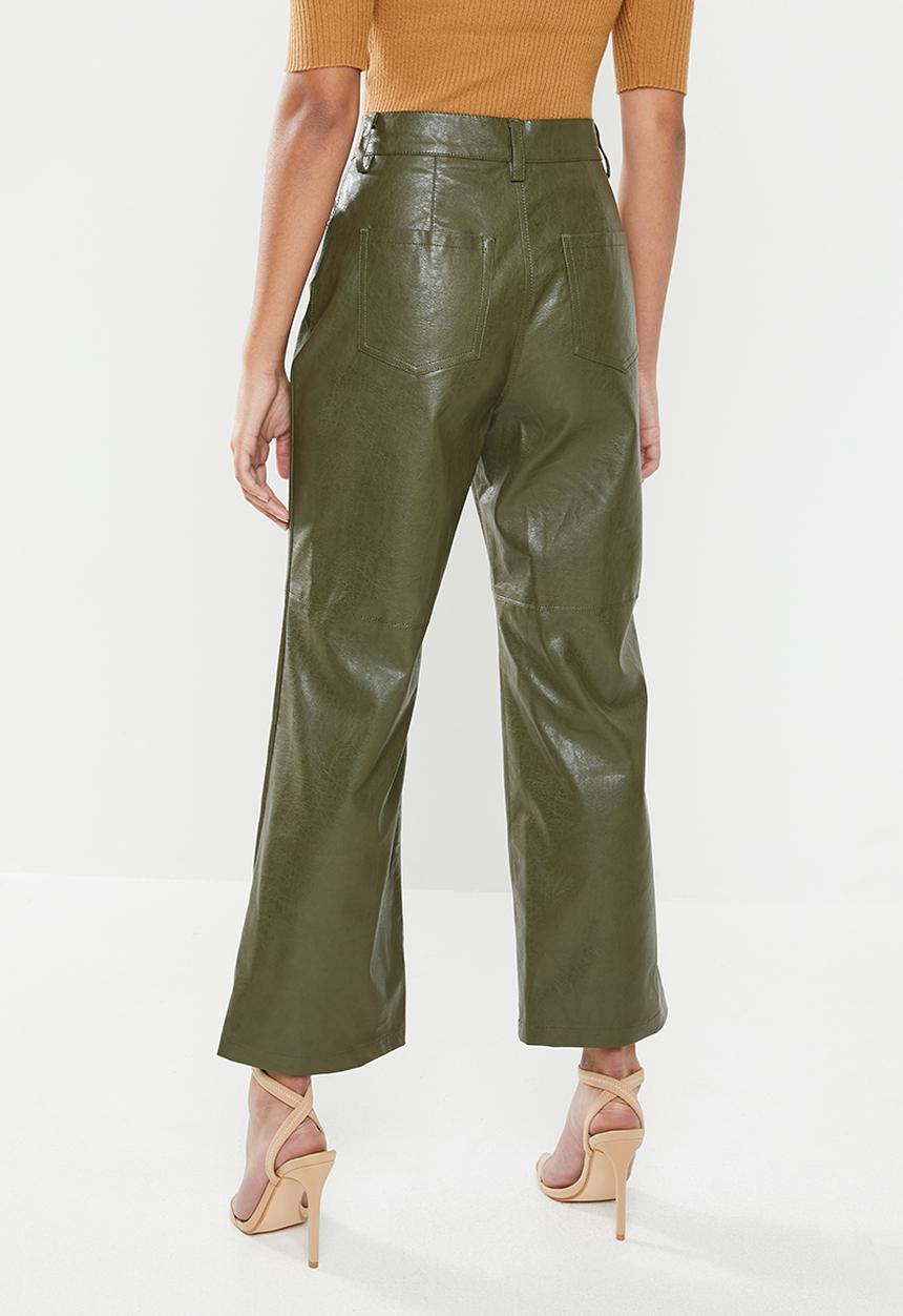 Glamorous - Petite PU crop trouser - khaki