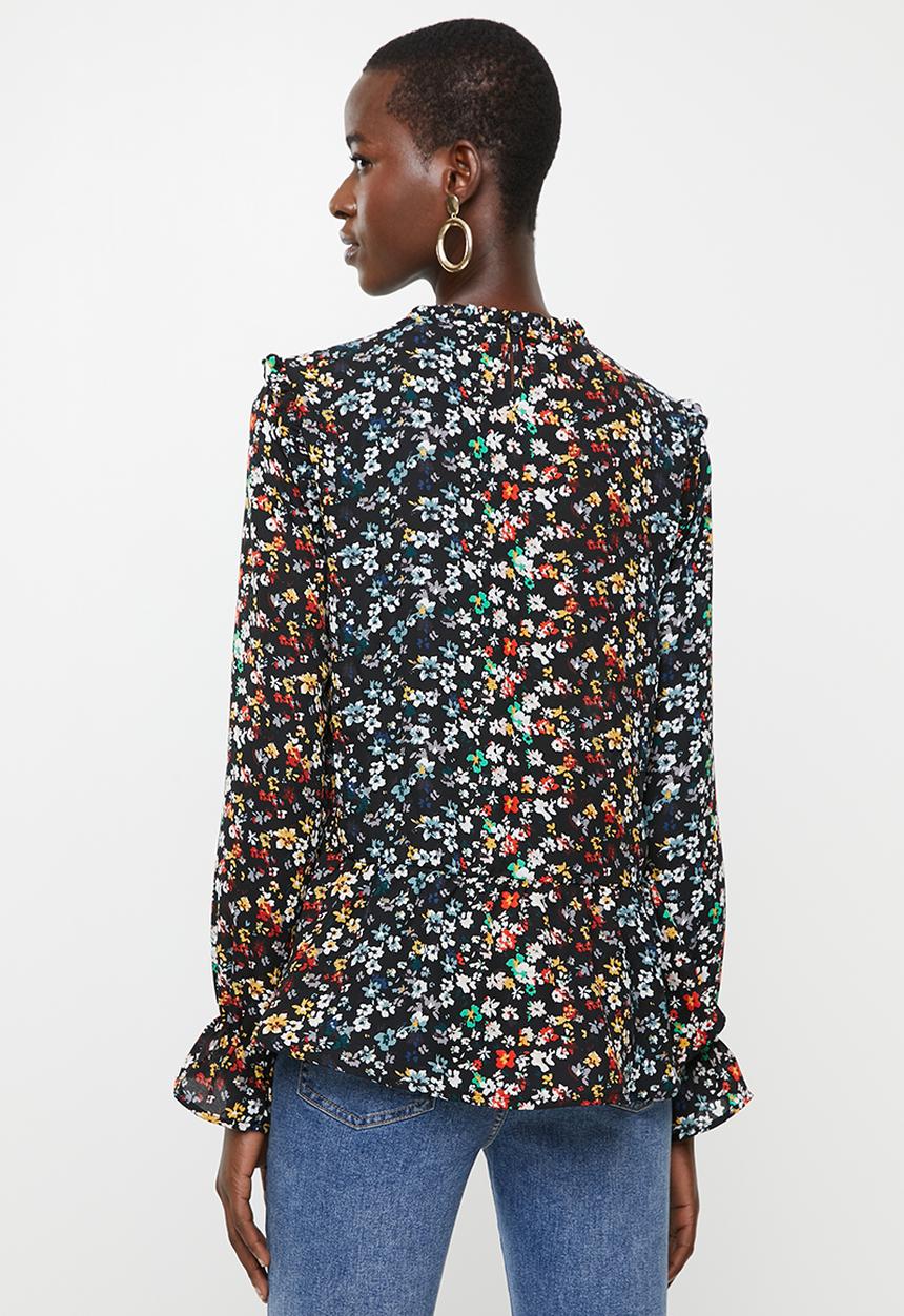 ONLY - Ella long sleeve top - black floral