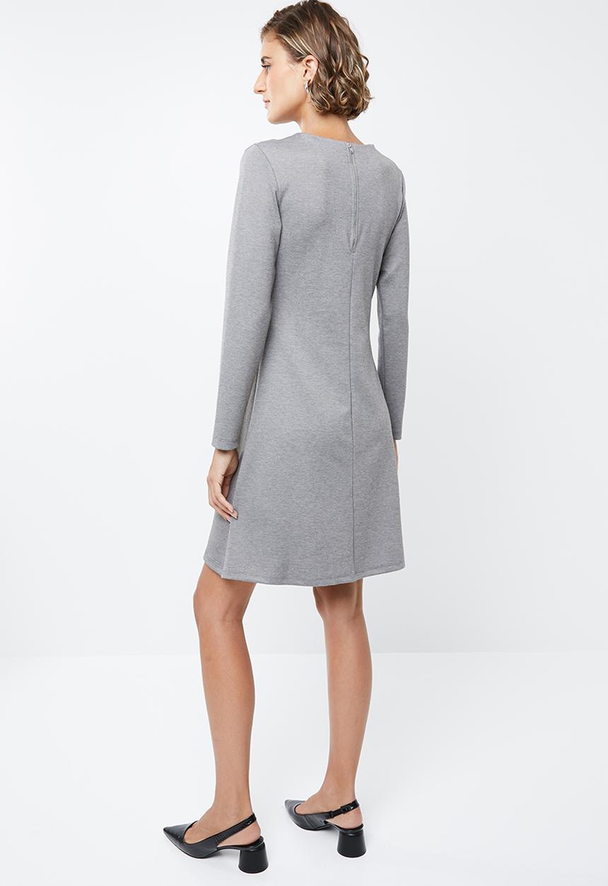 edit - Knit panel swing dress - grey