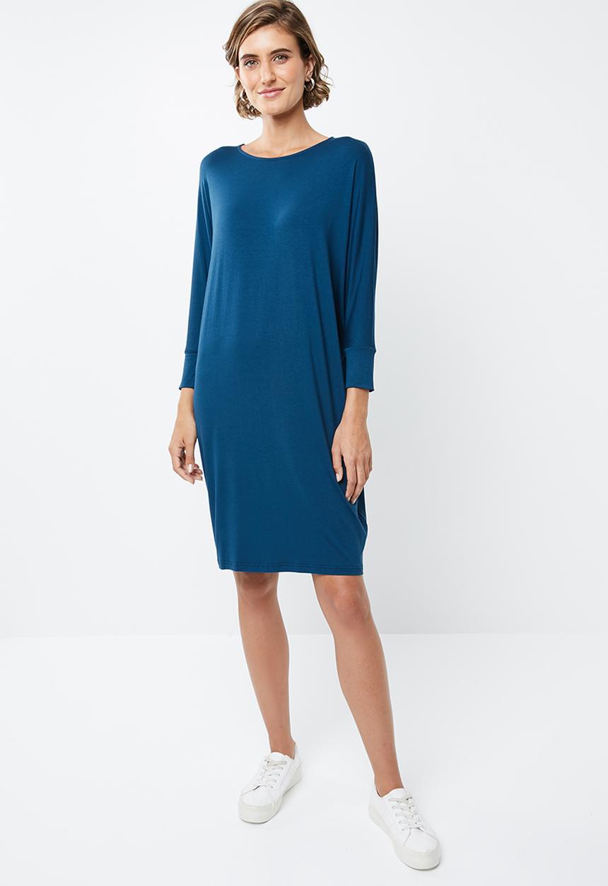 edit - Drapey knit dress - teal