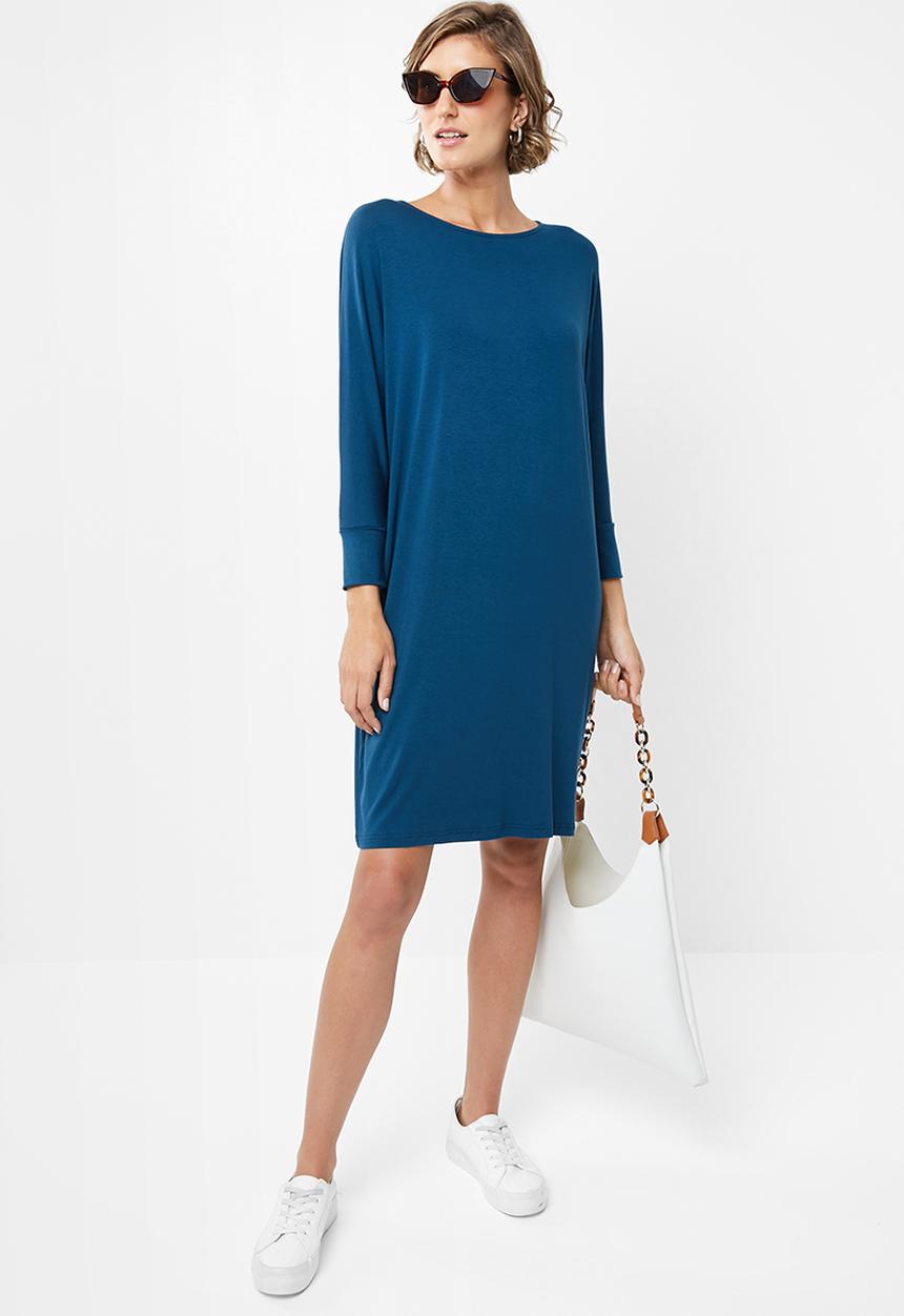 edit - Drapey knit dress - teal