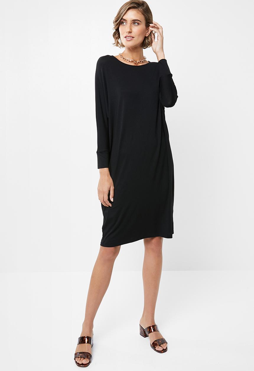 edit - Drapey knit dress - black