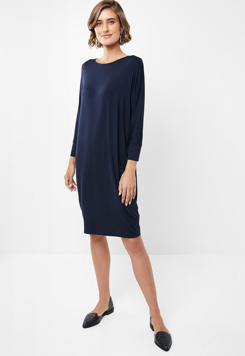 edit - Drapey knit dress - navy