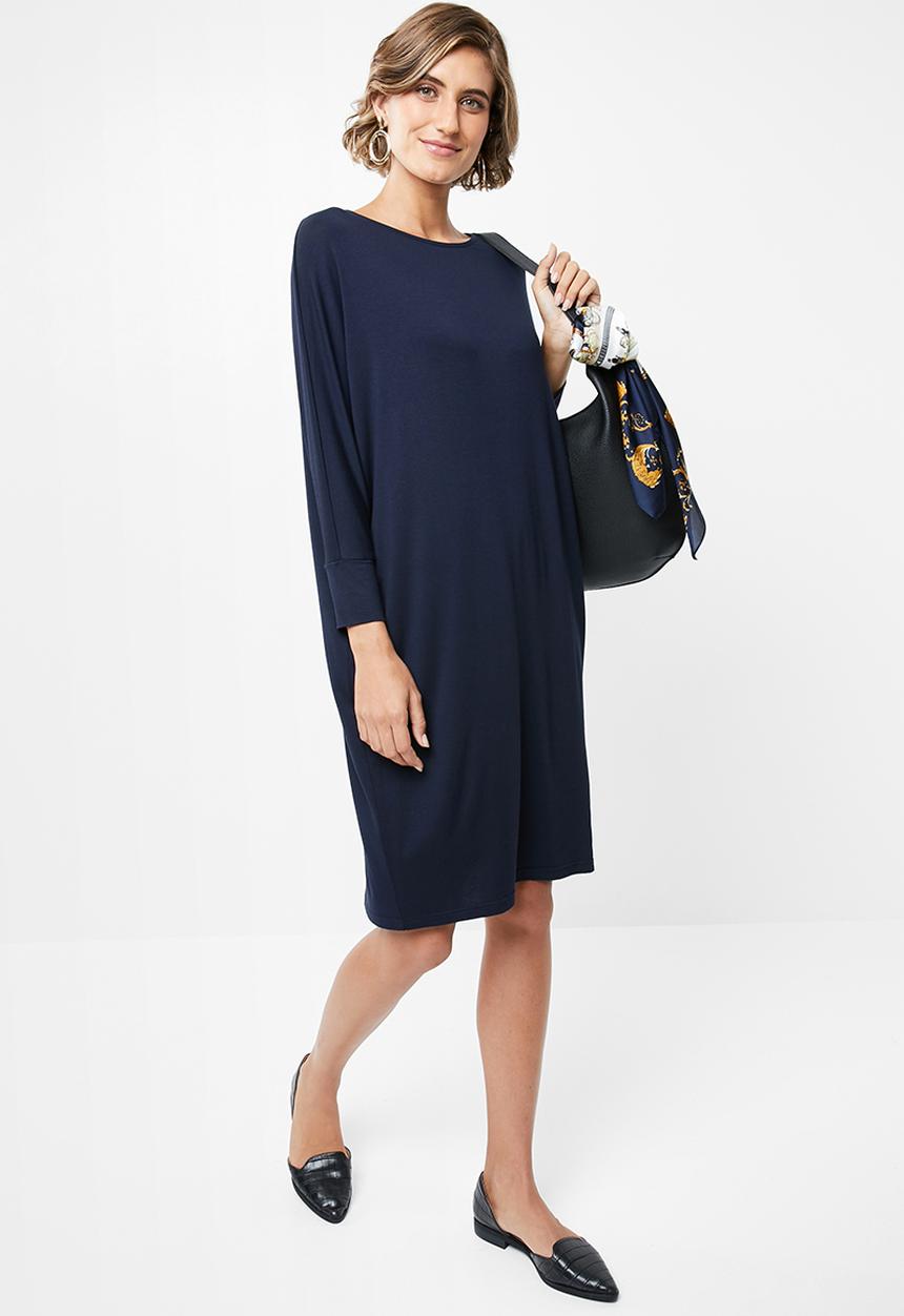 edit - Drapey knit dress - navy