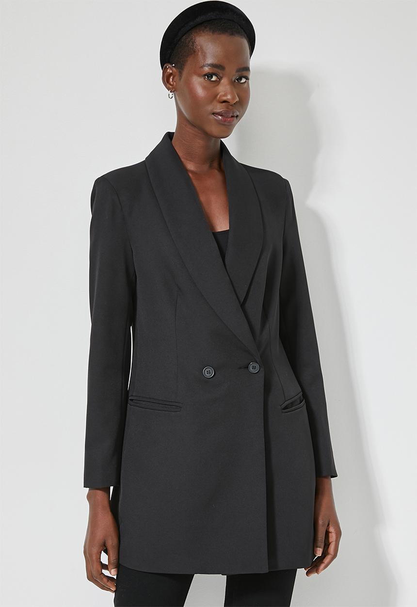 Longer length blazer - black