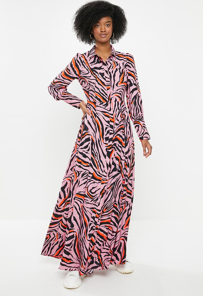 Glamorous - High neck zebra maxi dress - multi 