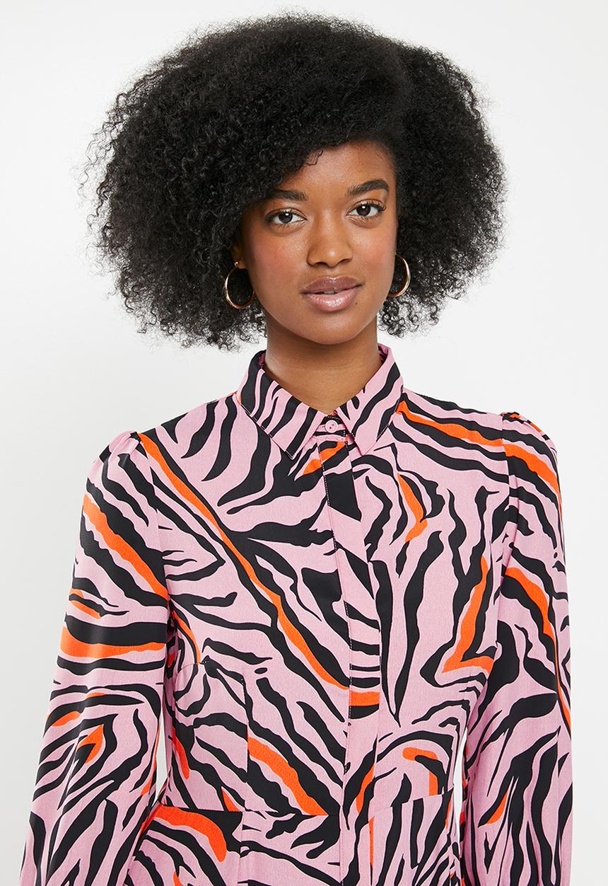 Glamorous - High neck zebra maxi dress - multi 