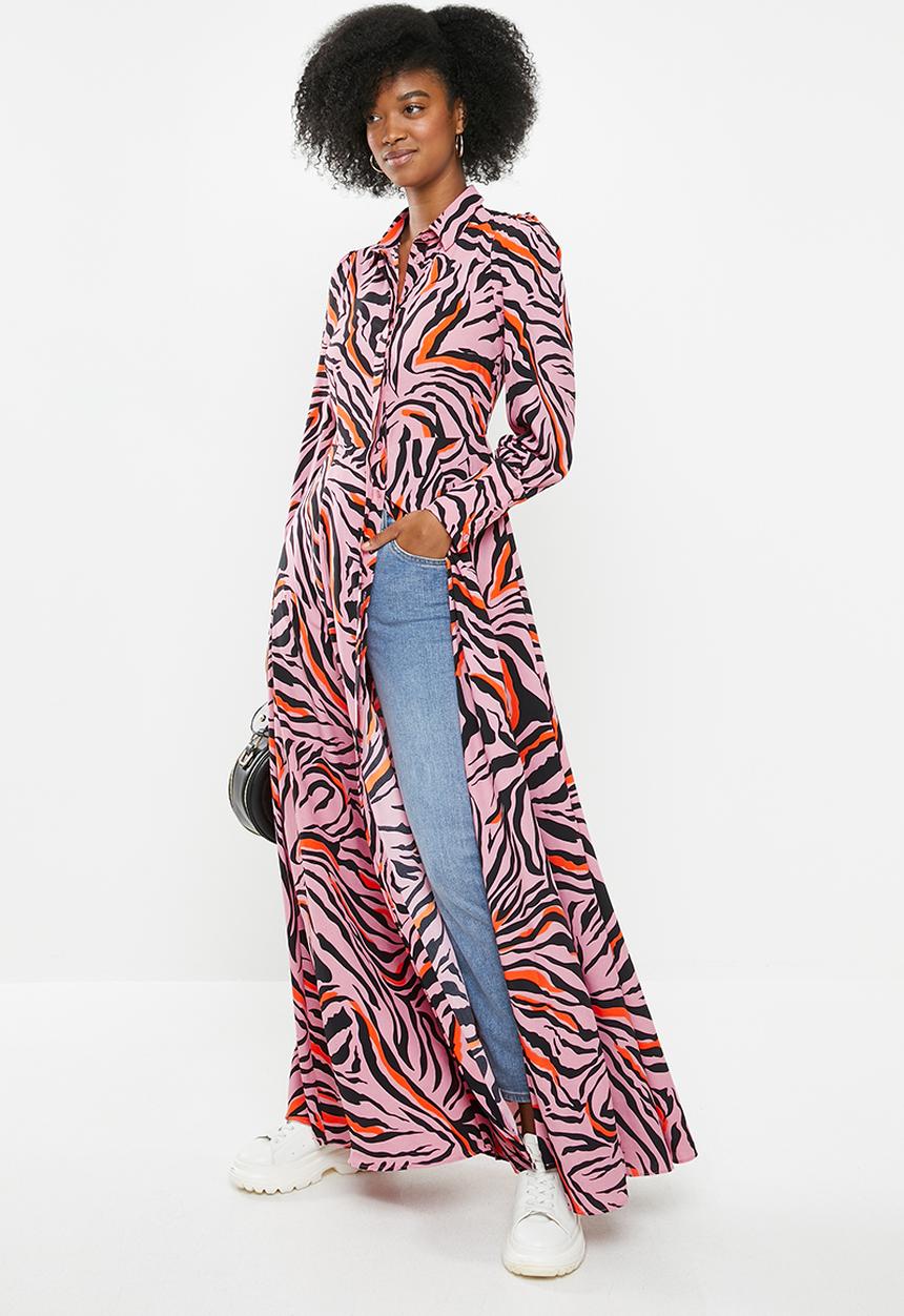 Glamorous - High neck zebra maxi dress - multi 