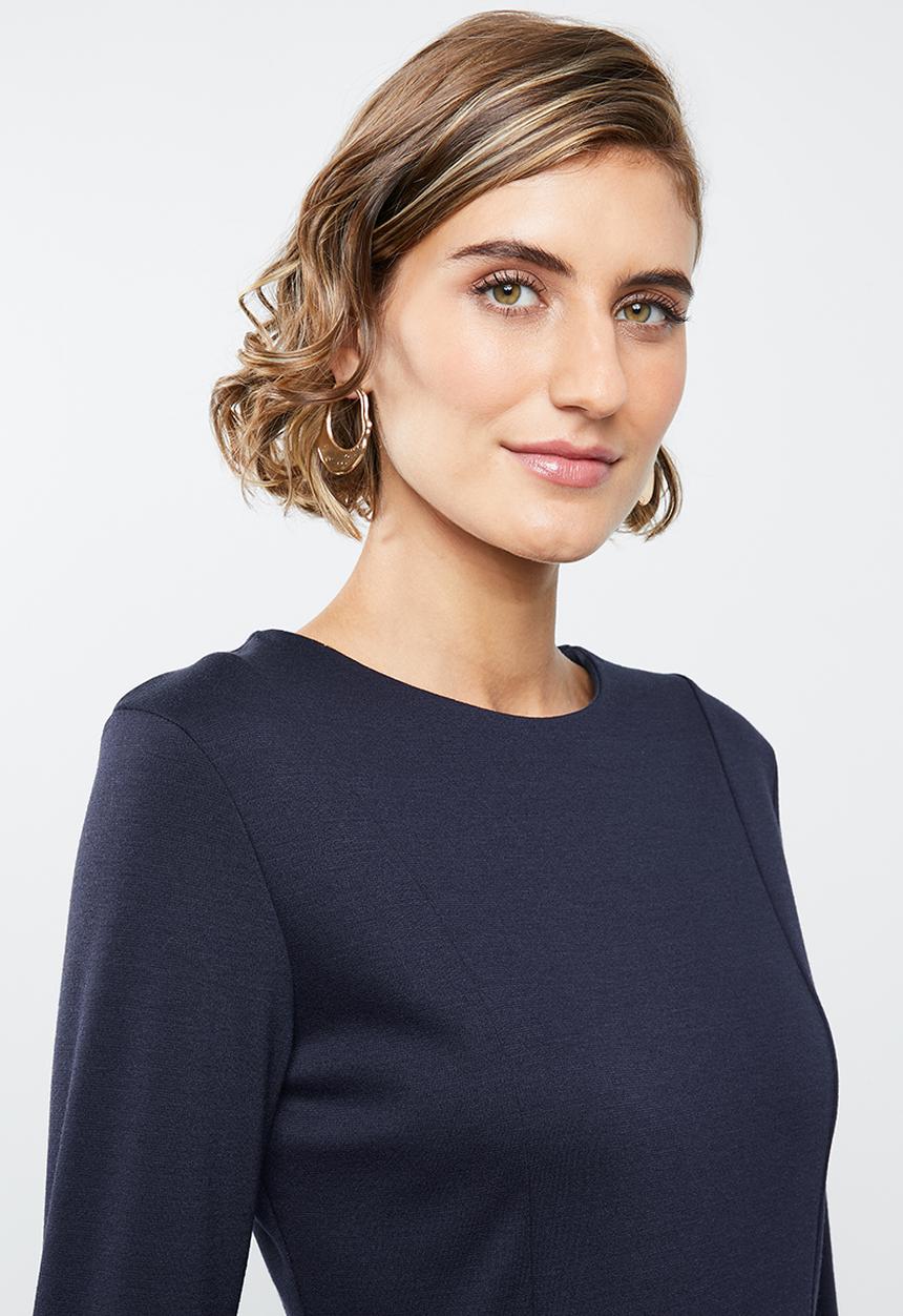 edit - Knit panel swing dress - navy