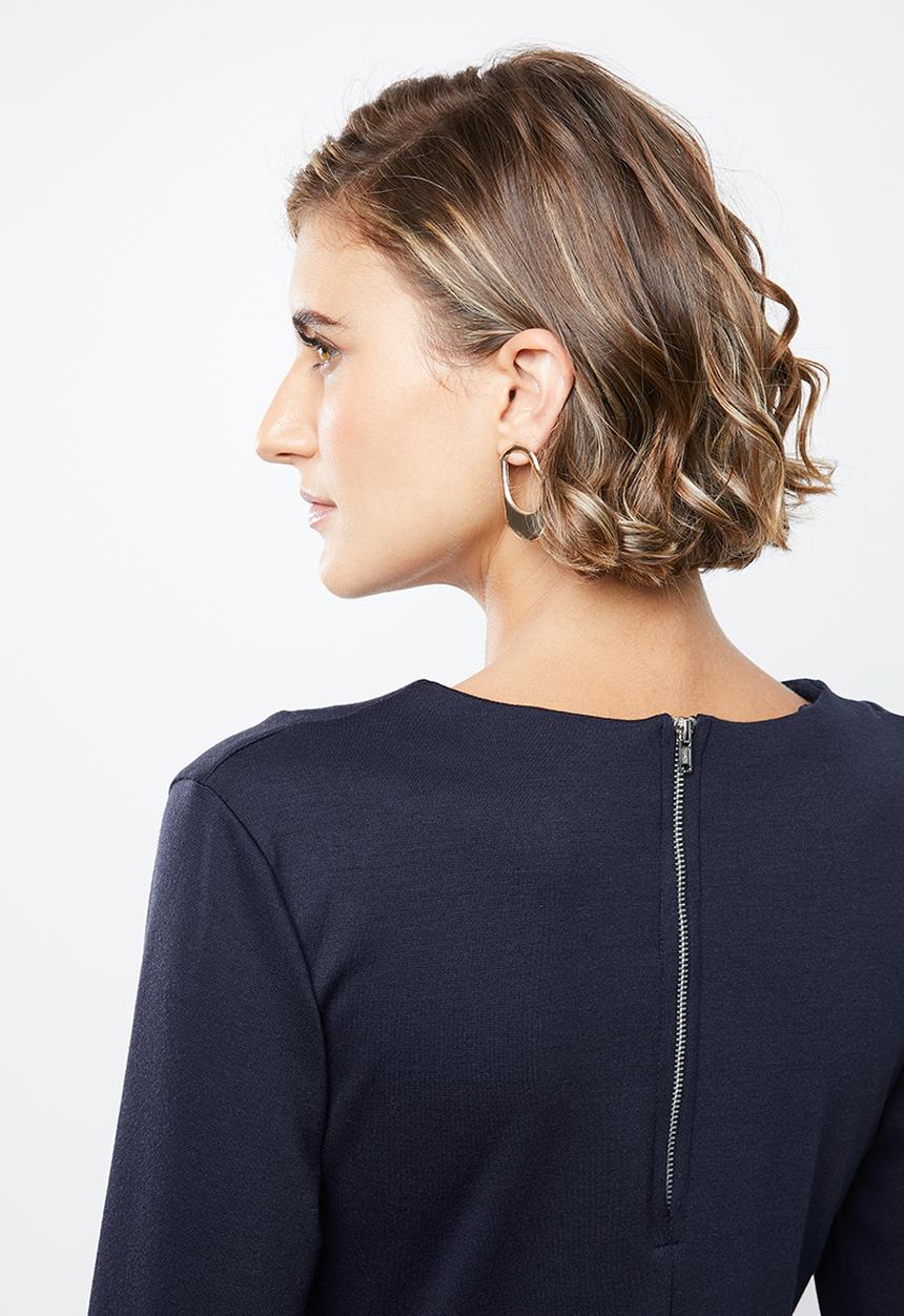 edit - Knit panel swing dress - navy
