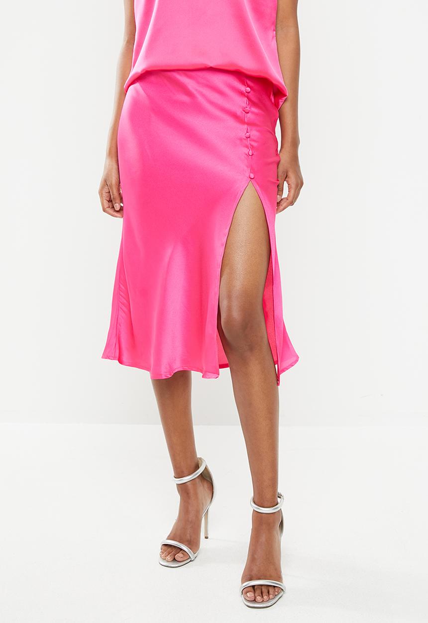 Glamorous - Side button sateen skirt - hot pink