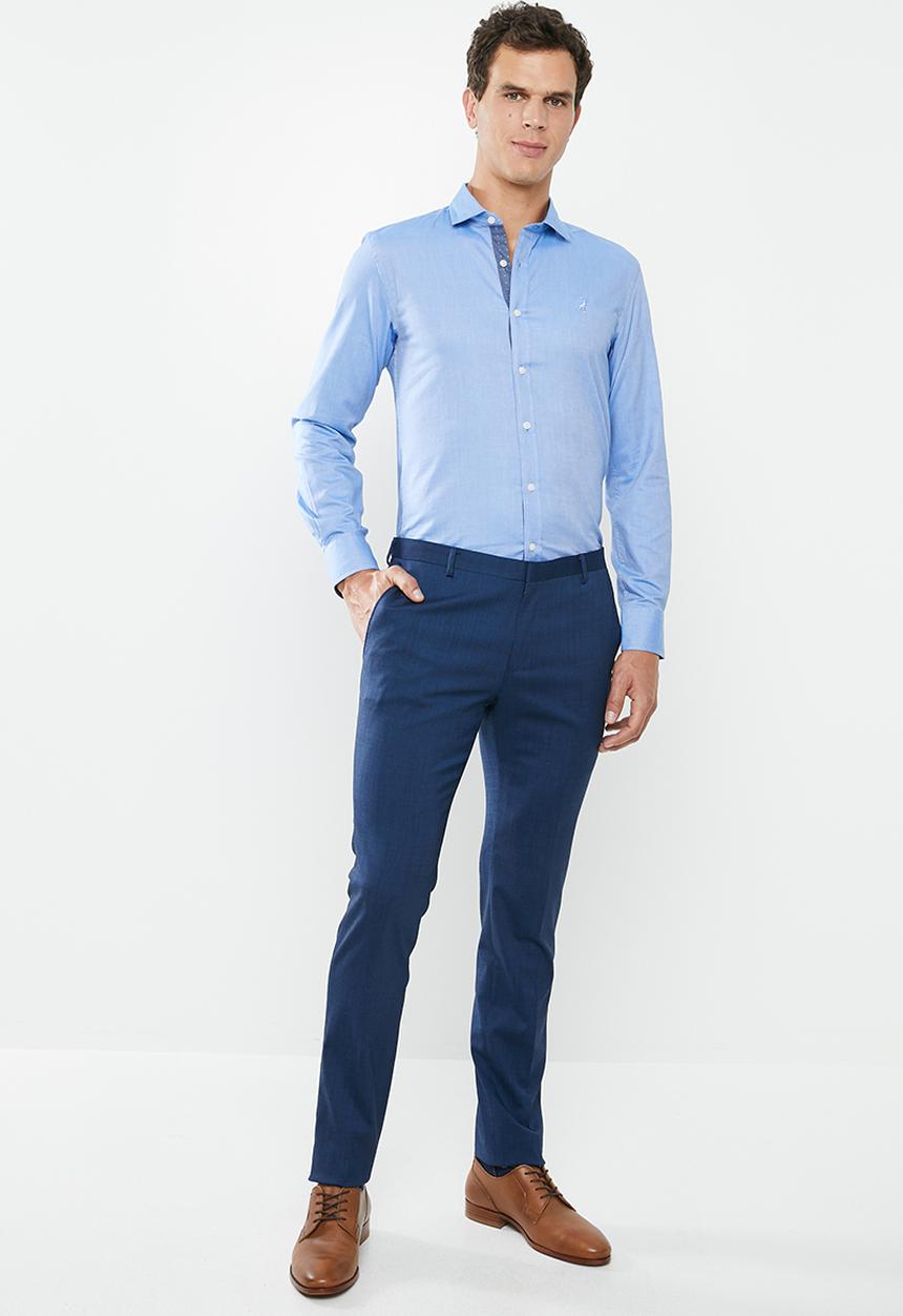 POLO - Ayden plain oxford signature long sleeve shirt - blue