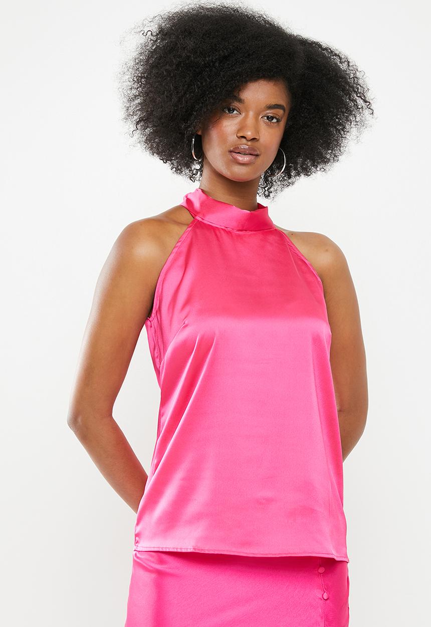 Glamorous - Halter sateen top - pink