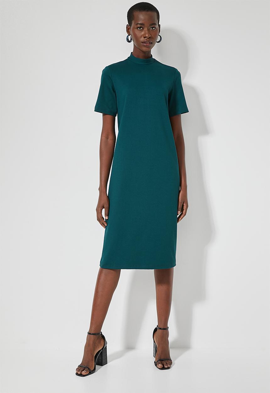 Superbalist - Hi neck shift dress - teal