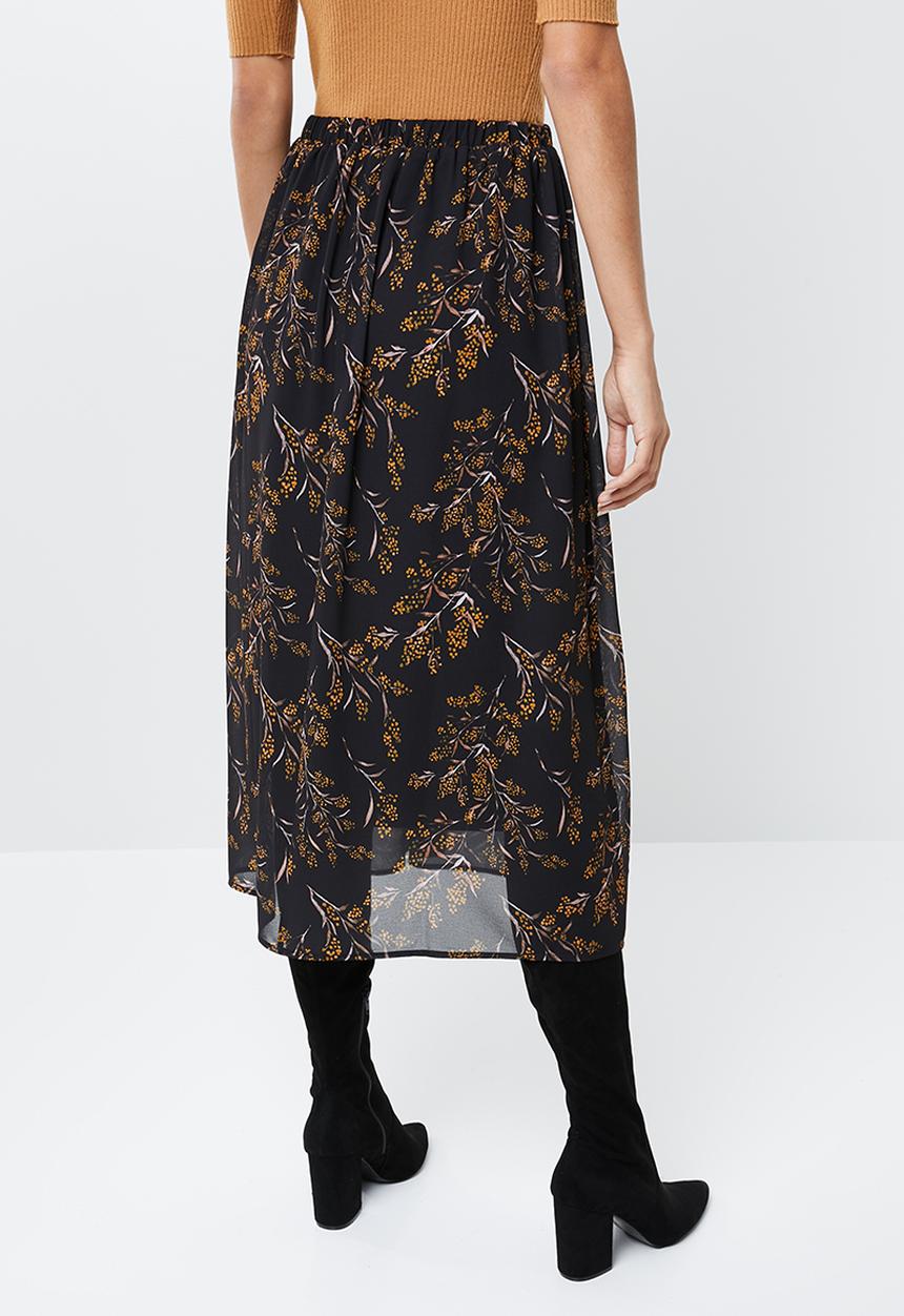 edit - Chiffon floral midi skirt - multi