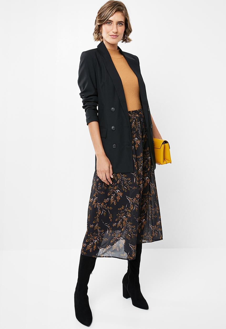 edit - Chiffon floral midi skirt - multi