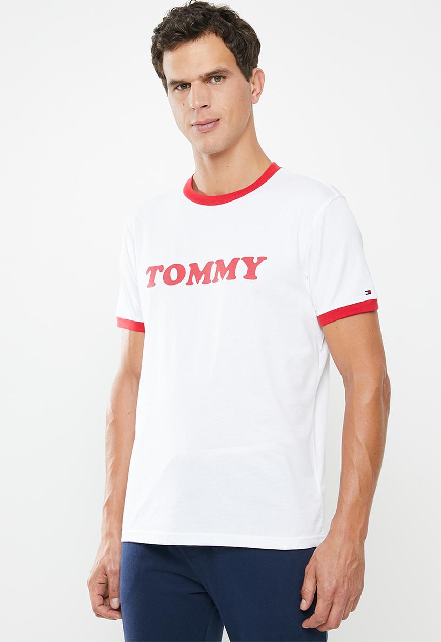 Tommy Hilfiger - Essential short sleeve tee logo - white & red