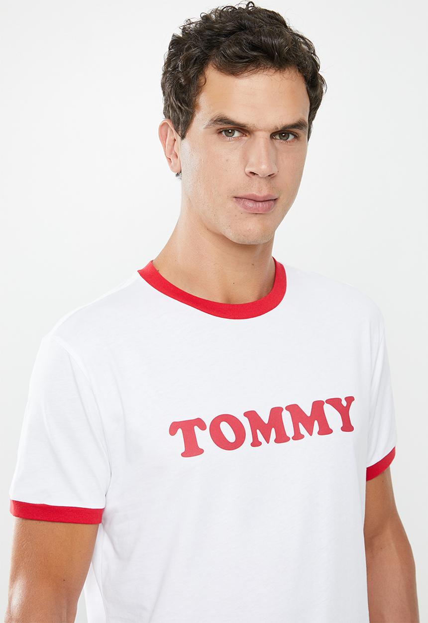Tommy Hilfiger - Essential short sleeve tee logo - white & red