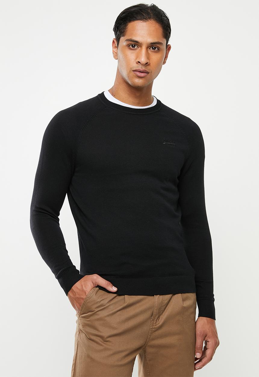 Superdry. - Orange label cotton crew sweater - black