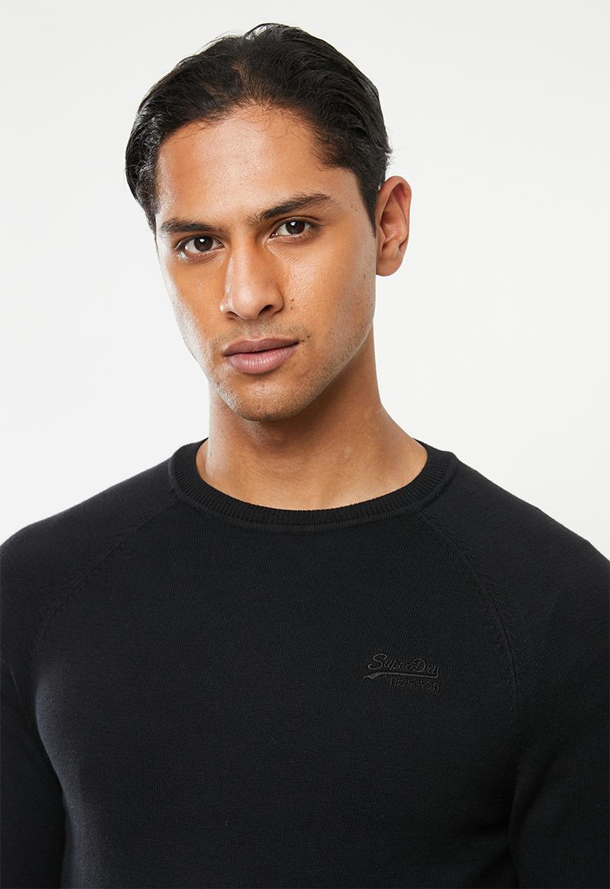 Superdry. - Orange label cotton crew sweater - black