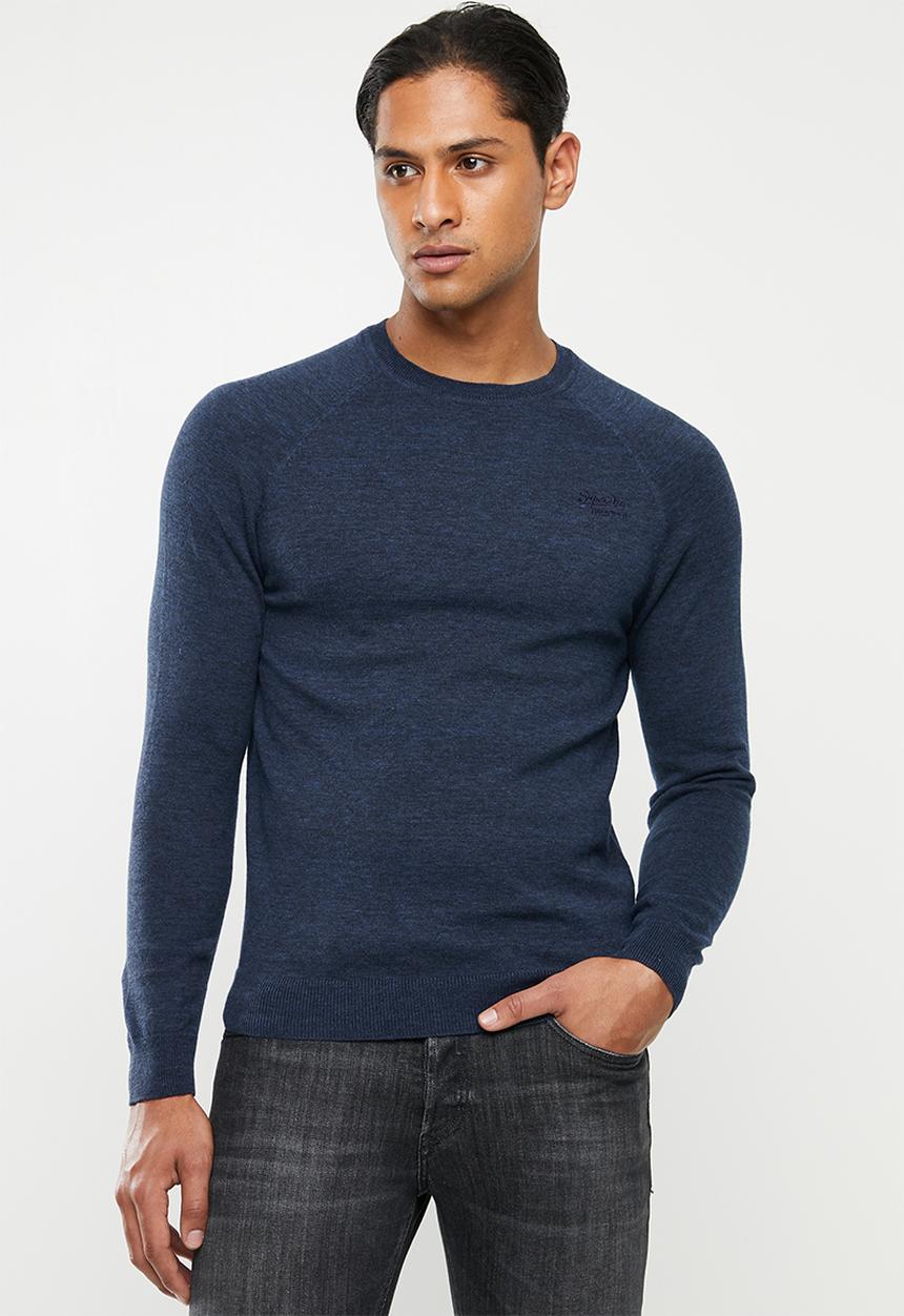 Superdry. - Orange label cotton crew sweater - blue