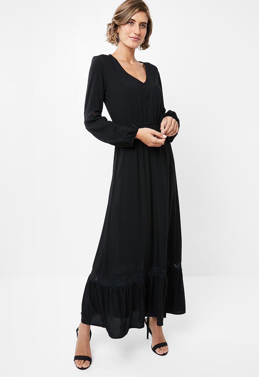 edit - Soft tiered midi dress - black