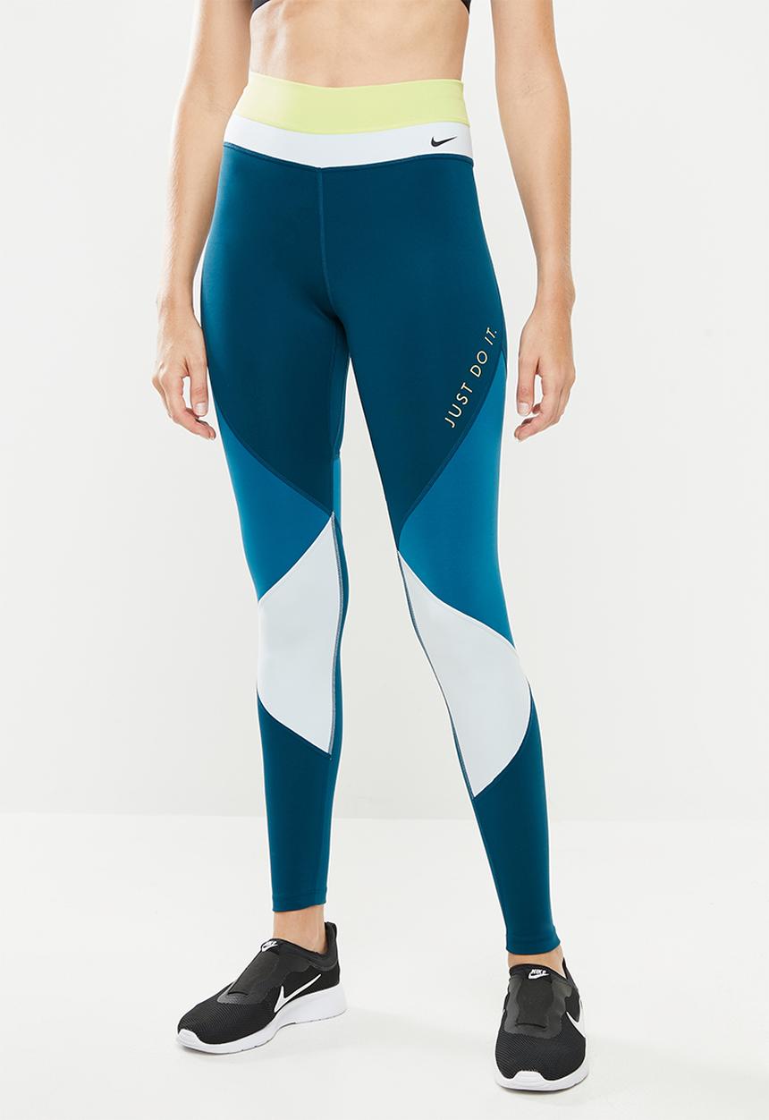 Nike - Nike colour block 7/8 one tight - lime & blue