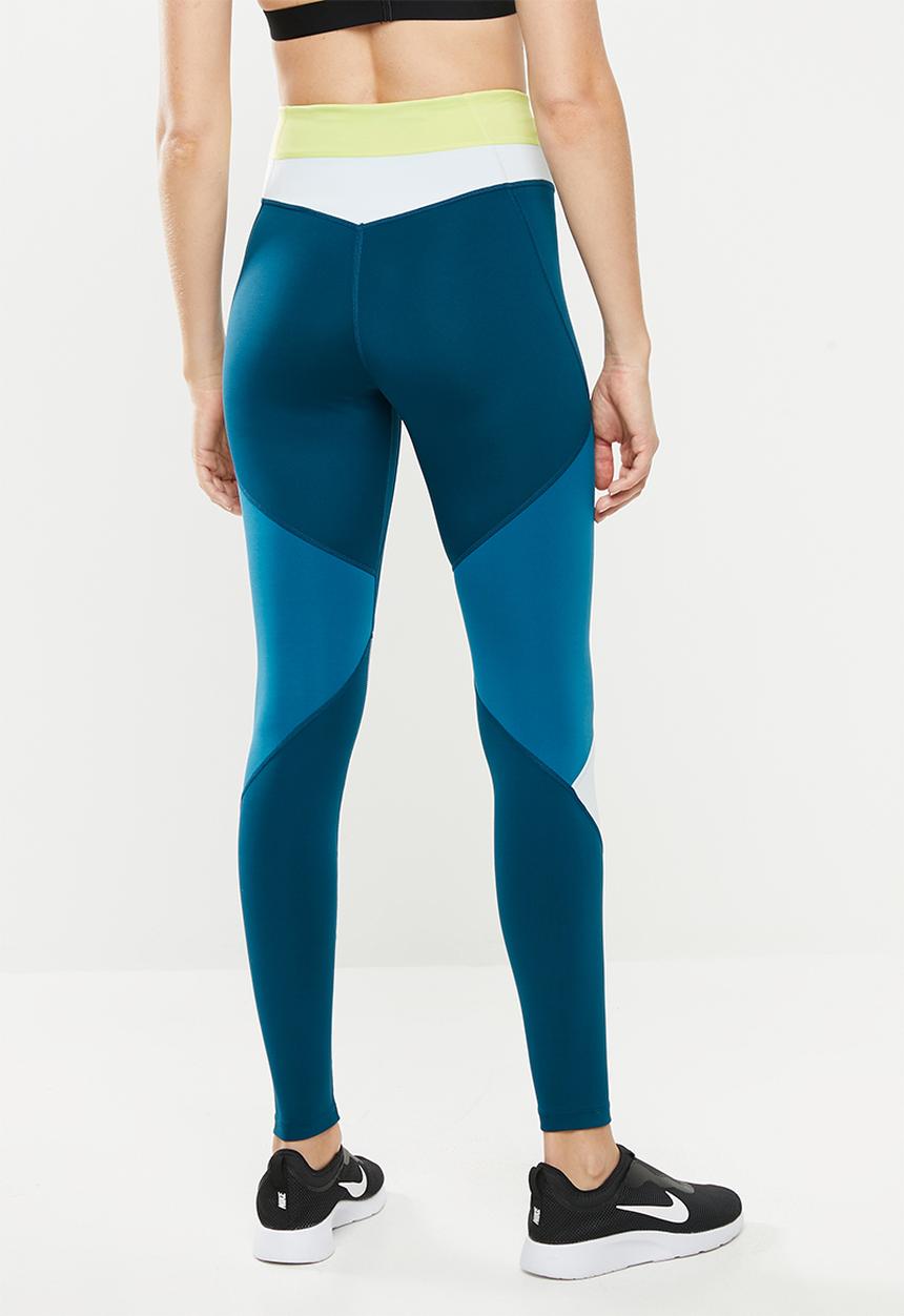 Nike - Nike colour block 7/8 one tight - lime & blue