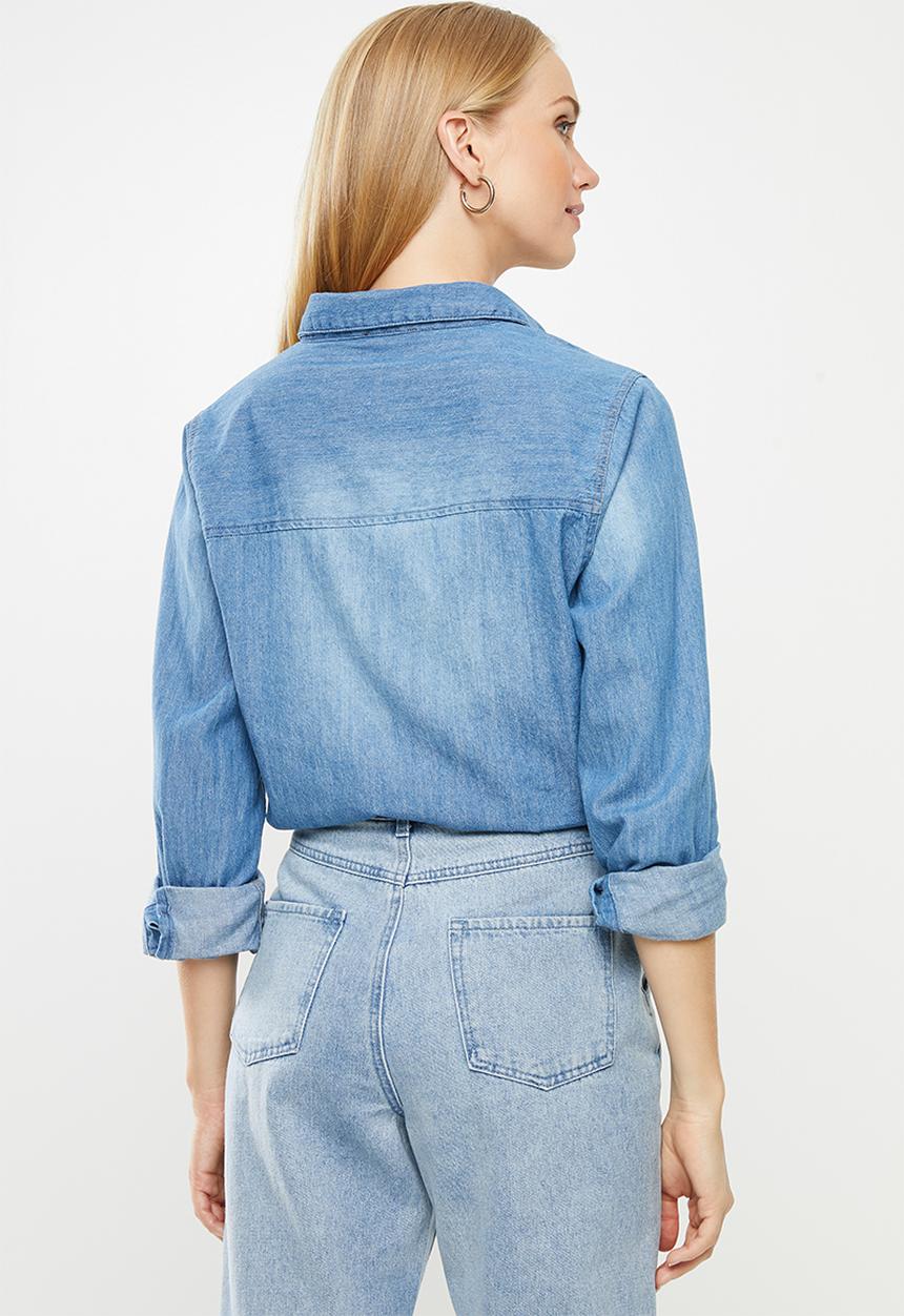 Cotton On - Denim shirt - washed mid blue
