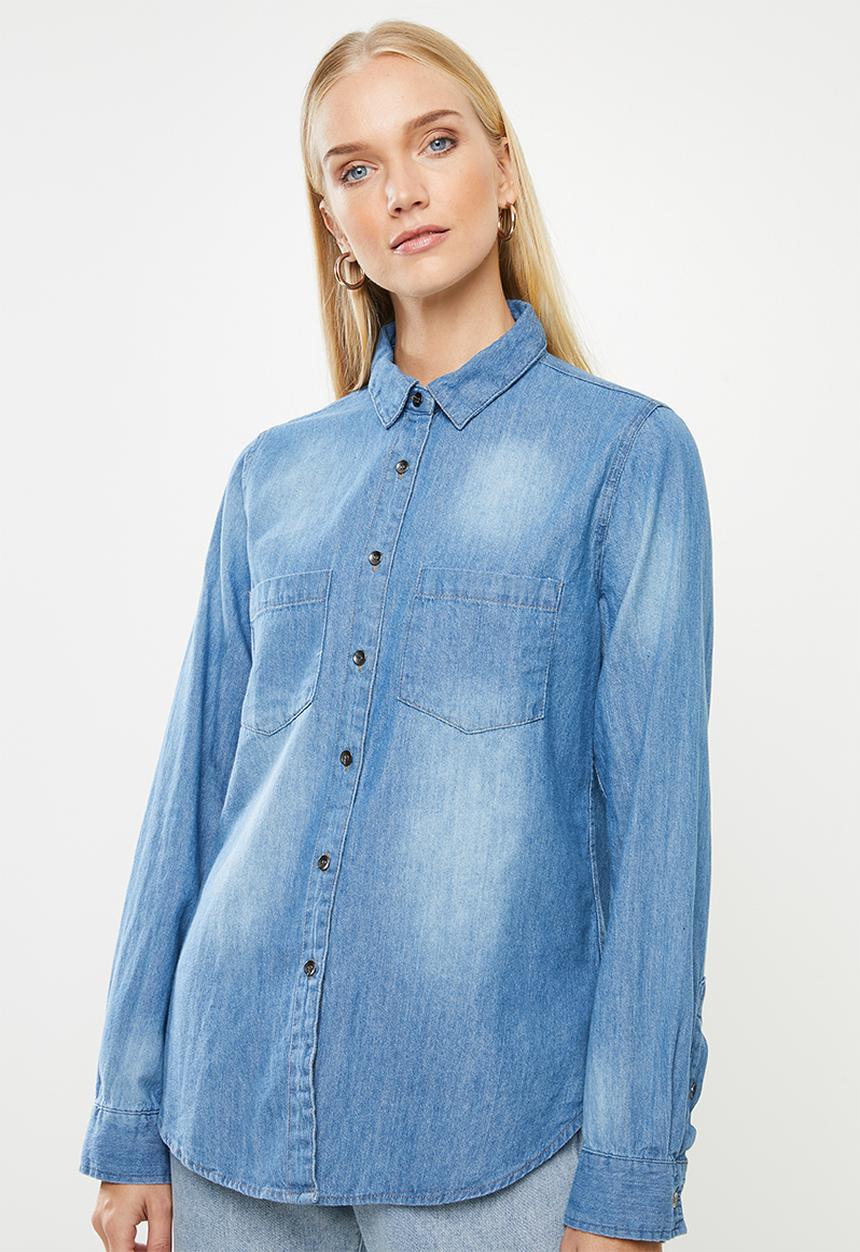 Cotton On - Denim shirt - washed mid blue