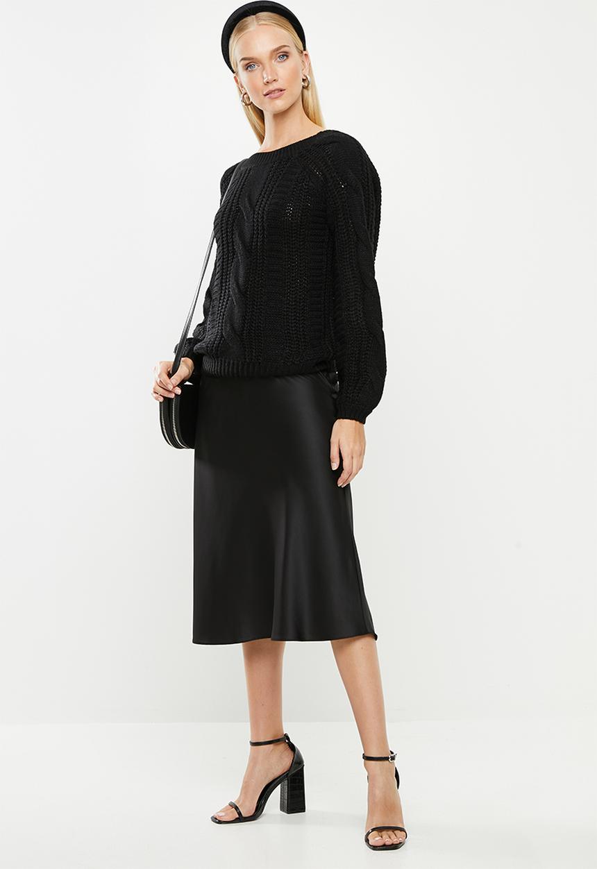 Vero Moda - Allie v-back cable blouse - black