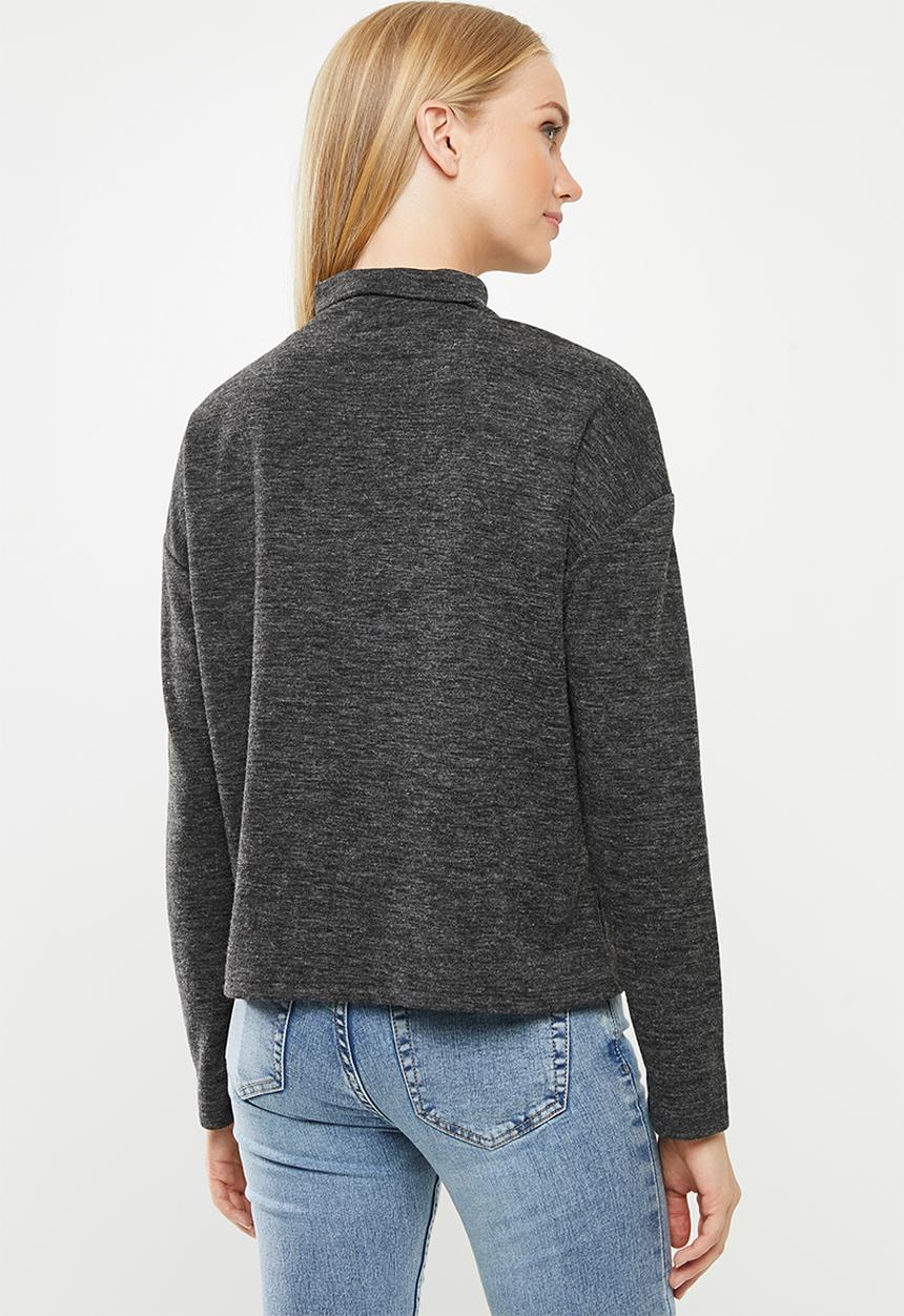 Vero Moda - East long sleeve high neck top - grey