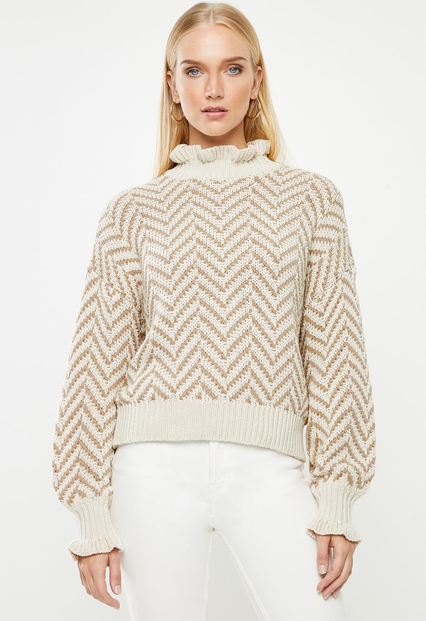 Vero Moda - Bantex long sleeve highneck top - brown & neutral