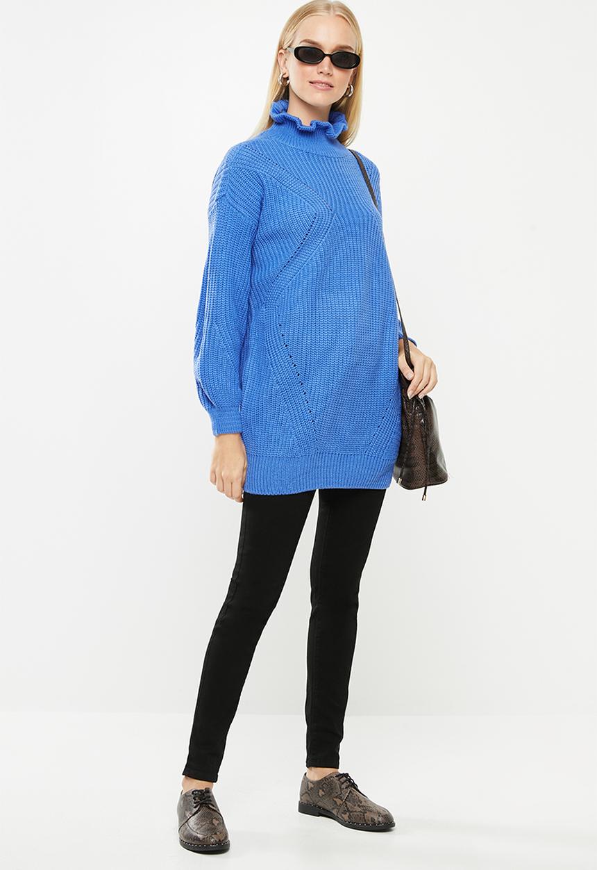Vero Moda - Glendora siska long sleeve high neck blouse - blue