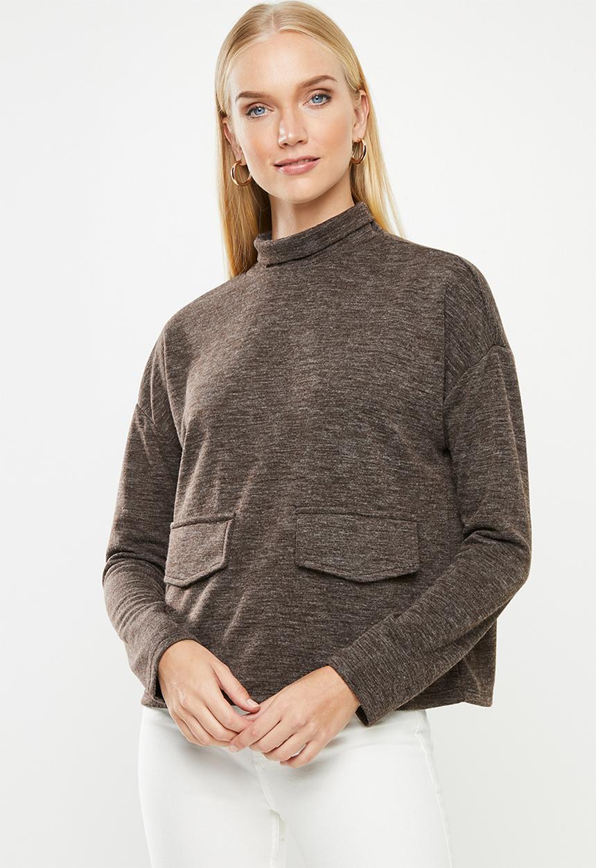 Vero Moda - East long sleeve high neck top - brown