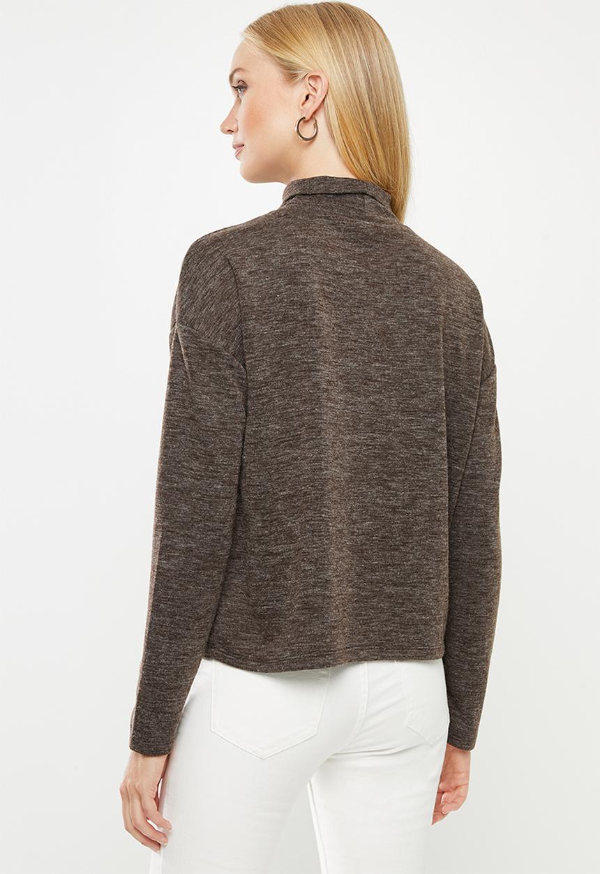 Vero Moda - East long sleeve high neck top - brown