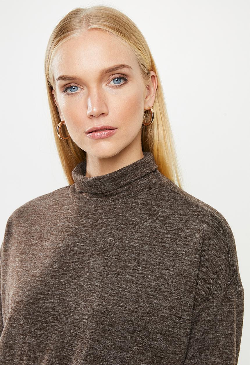 Vero Moda - East long sleeve high neck top - brown
